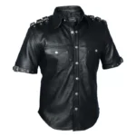 Men Gothic Leather Shirt Punk Rock Shirt Fetish Club Goth Shirt Vintage Shirt