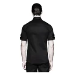 Men Gothic Short Sleeve Shirt Military Punk Style Cotton Shirt | Fetish Shirt