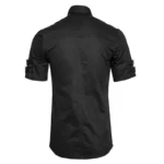 Men Gothic Short Sleeve Shirt Military Punk Style Cotton Shirt | Fetish Shirt