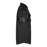 Steampunk Casual Shirt With Black Leather Pocket And Adjustable Straps