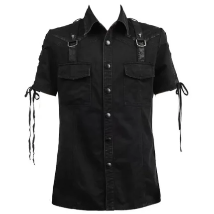 Men Gothic Shirt Steampunk Rock Military Men Fetish Shirt