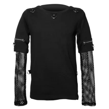 Men Gothic Shirts With Mesh Sleeves Style Punk Gothic Shirts