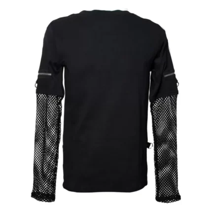 Men Gothic Shirts With Mesh Sleeves Style Punk Gothic Shirts