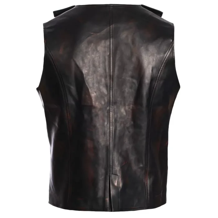 Men Steampunk Waistcoat Black Fashion Two Toned Leather Vest