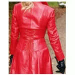 Women Genuine Red Leather Trench Coat Steampunk Gothic Long Overall Coat