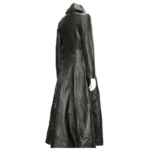 Women Gothic Coat Leather Trench Coat Full Length Long Overcoat