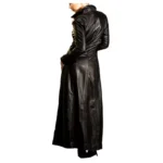 Women Gothic Long Coat Spliced Faux Leather Winter Killer Overcoat
