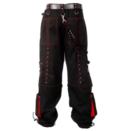 Men Gothic Trouser Cyber Red Thread Bondage Trouser Elite Pant Steampunk Pant