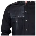 Handmade Men Gothic Vintage Shirt Black Cotton Goth Steampunk Style Shirts
