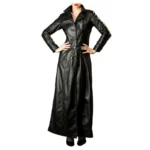 Women Gothic Long Coat Spliced Faux Leather Winter Killer Overcoat