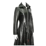 Women Gothic Coat Leather Trench Coat Full Length Long Overcoat