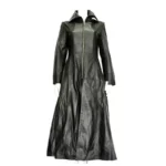 Women Gothic Coat Leather Trench Coat Full Length Long Overcoat