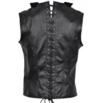 Men Steampunk Leather Biker Vest Steel Boned Waistcoat Victorian Vest Button Style