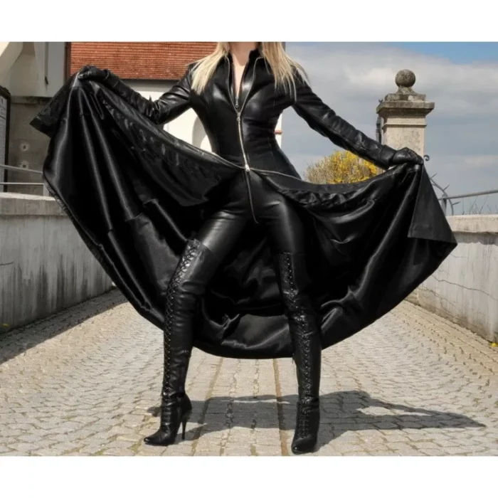 Women Gothic Full Length Coat Alternative Victorian Steampunk Trench Long Coats