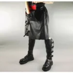 Men Gothic Black Leather Kilt Steampunk Scottish Biker Kilt