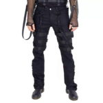 Men Gothic Pants High Waist Pants Baggy Trouser Cyber Goth Pants