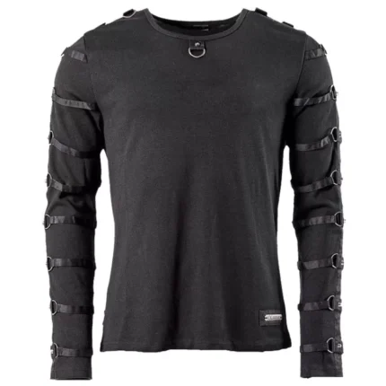 Men Gothic Shirt Half Sleeve Cotton Shirt Zips Style Usa Shirt