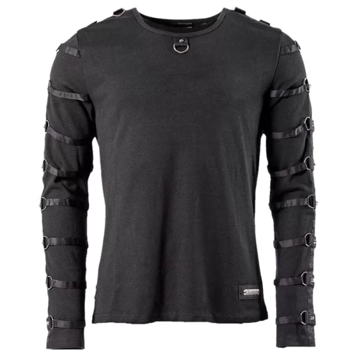 Men Gothic Shirt Long Sleeve D Ring Style Cotton Shirt