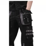 Men Black Grey Trousers Gothic Studs Metal Cotton Men Gothic Clothing