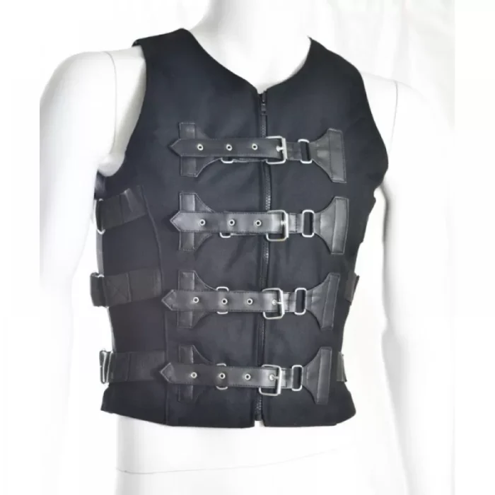 Men Gothic Cyber Look Vest Punk Rock Vest With Buckles Goth Cyber Vest