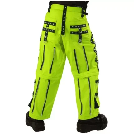 Men Gothic Parrot Green Threads Trouser Cyber Punk Pant Trouser High Waist Trousers