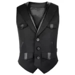 Men Gothic Vest Steampunk Wool Vest Wedding Military Style Waistcoat