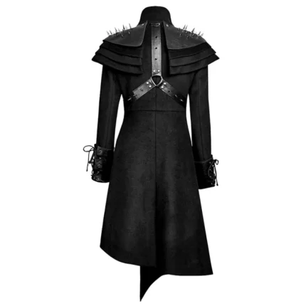 Unisex Gothic Long Coat Military Coat Stand Up Collar Asymmetrical