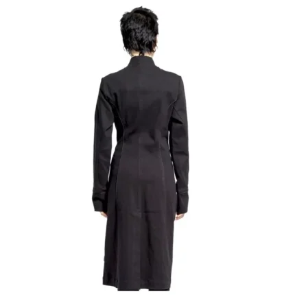 New Black Military Gothic Style Braided Wool Effect Coat Jacket