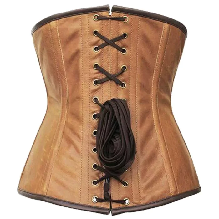 Custom Made Women Corset Crossed Design Steampunk Crunch Leather Underbust Corset