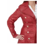 Women Gothic Real Nappa Leather Coat Red Gothic Long Coat Sixy Empress Fitted Jacket