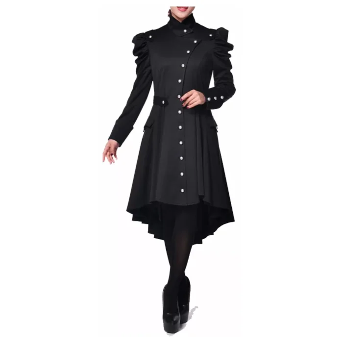 Women Gothic Victorian Style Trench Coat Vintage Regiment Jacket