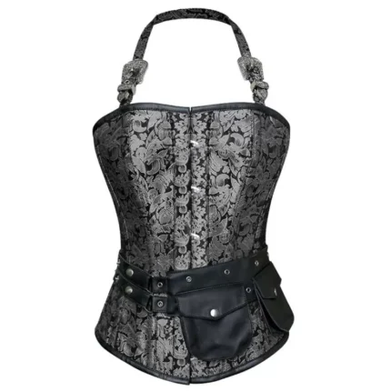 Women Hornglass Overbust Corset Heavy Duty Steel Boned Corset Brocade Corset