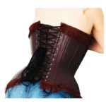 Sexy Women Leather Corset Genuine Over Bust Black Women Corset