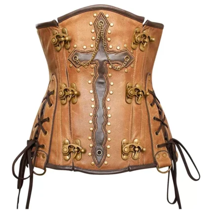 Gothic Faux Leather Corset Sexy Corset Steel Boned Overbust Corset