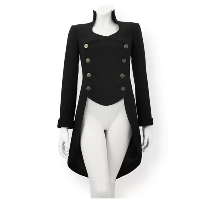 Women Gothic Victorian Tailcoat Steampunk Gothic Tailcoat Black Gothic Cotton Coat