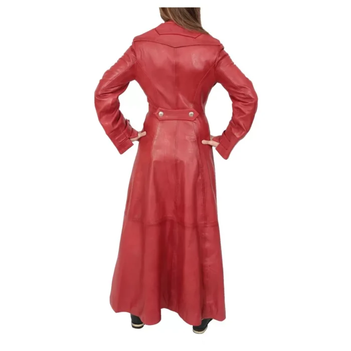 Women Gothic Real Nappa Leather Coat Red Gothic Long Coat Sixy Empress Fitted Jacket