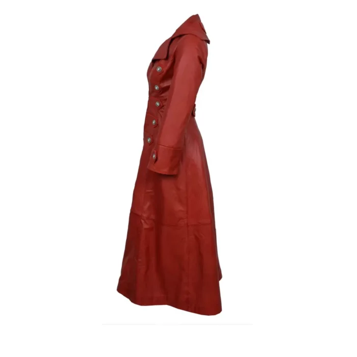 Women Gothic Real Nappa Leather Coat Red Gothic Long Coat Sixy Empress Fitted Jacket