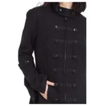 Women Military Style Coat Gothic Button Design With Zipper Front Frock Style Long Coat