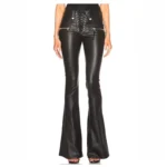 Punk Wind Wide Leg Pu Leather Pant Flared Trousers Women Gothic Pant