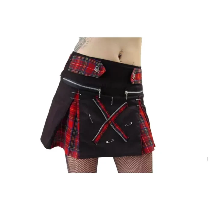 Women Death Rock Short Mini Skirt Tartan Kilt Skirt Gothic Punk Lolita Nana Skirt | High Waist Short