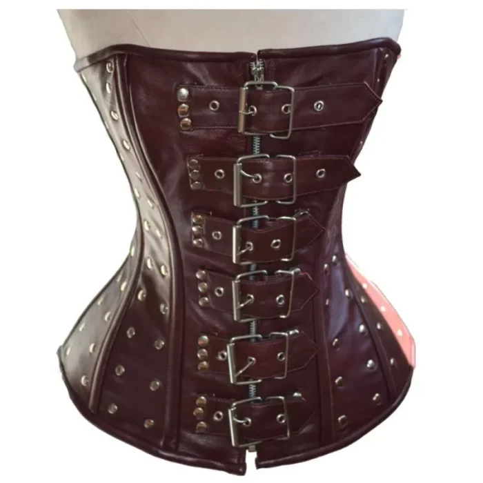 Women Steampunk Style Corset Real Sheep Leather Women Corset