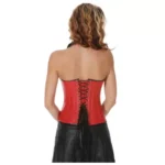 Women Red Leather Overbust Shaper Wear Corset Punk Bustier