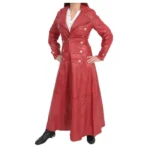 Women Gothic Real Nappa Leather Coat Red Gothic Long Coat Sixy Empress Fitted Jacket