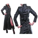 Women Gothic Steampunk Genuine Leather Coat | Military Style Trench Goth Coat