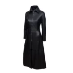 Women Gothic Vampire Coat Black Soft Lamb Leather Full Length Deluxe Coat