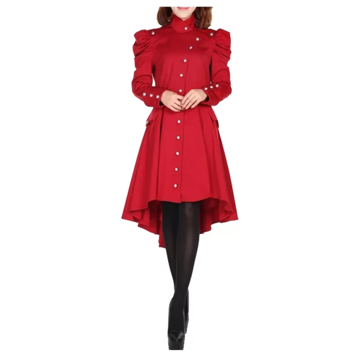 Women Gothic Victorian Style Trench Coat Vintage Regiment Jacket