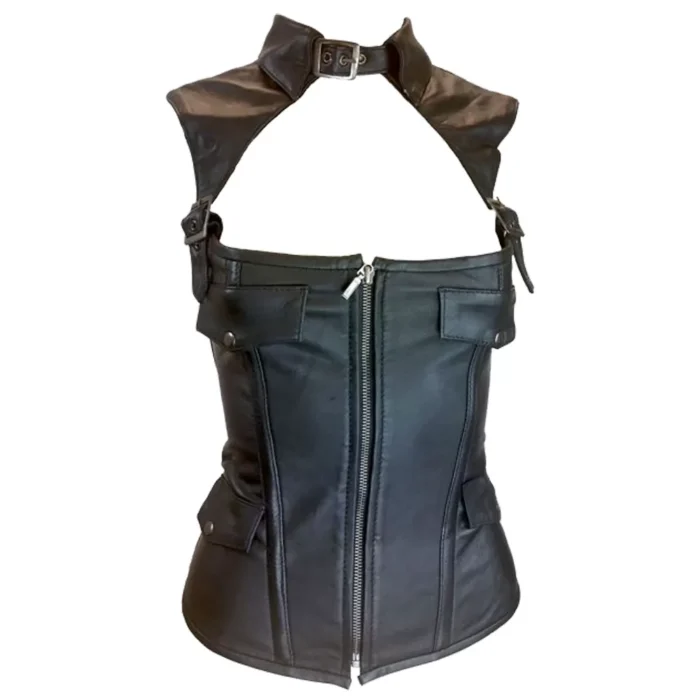 Women Collar Corset Leather Corset