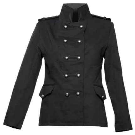 Women Gothic Steampunk Genuine Leather Coat | Military Style Trench Goth Coat