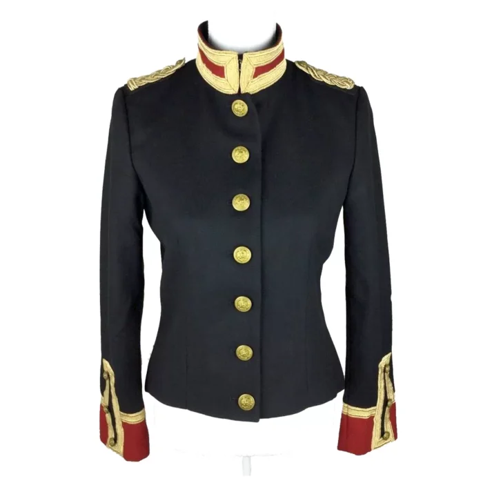 Women Gothic Military Style Wool Jacket Double Breasted Army Officer Trench Jacket